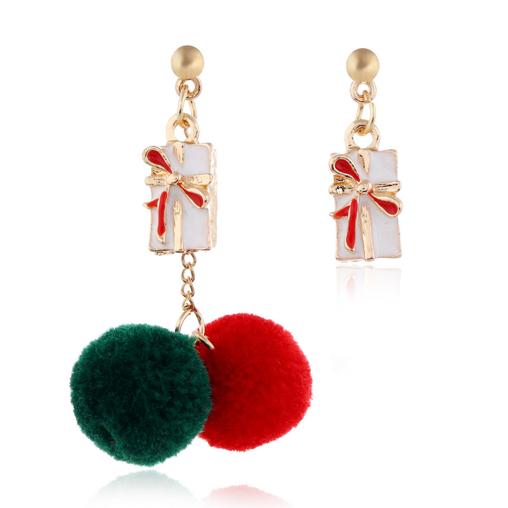 Wholesale Christmas silver needle earrings with diamond five-pointed star earrings